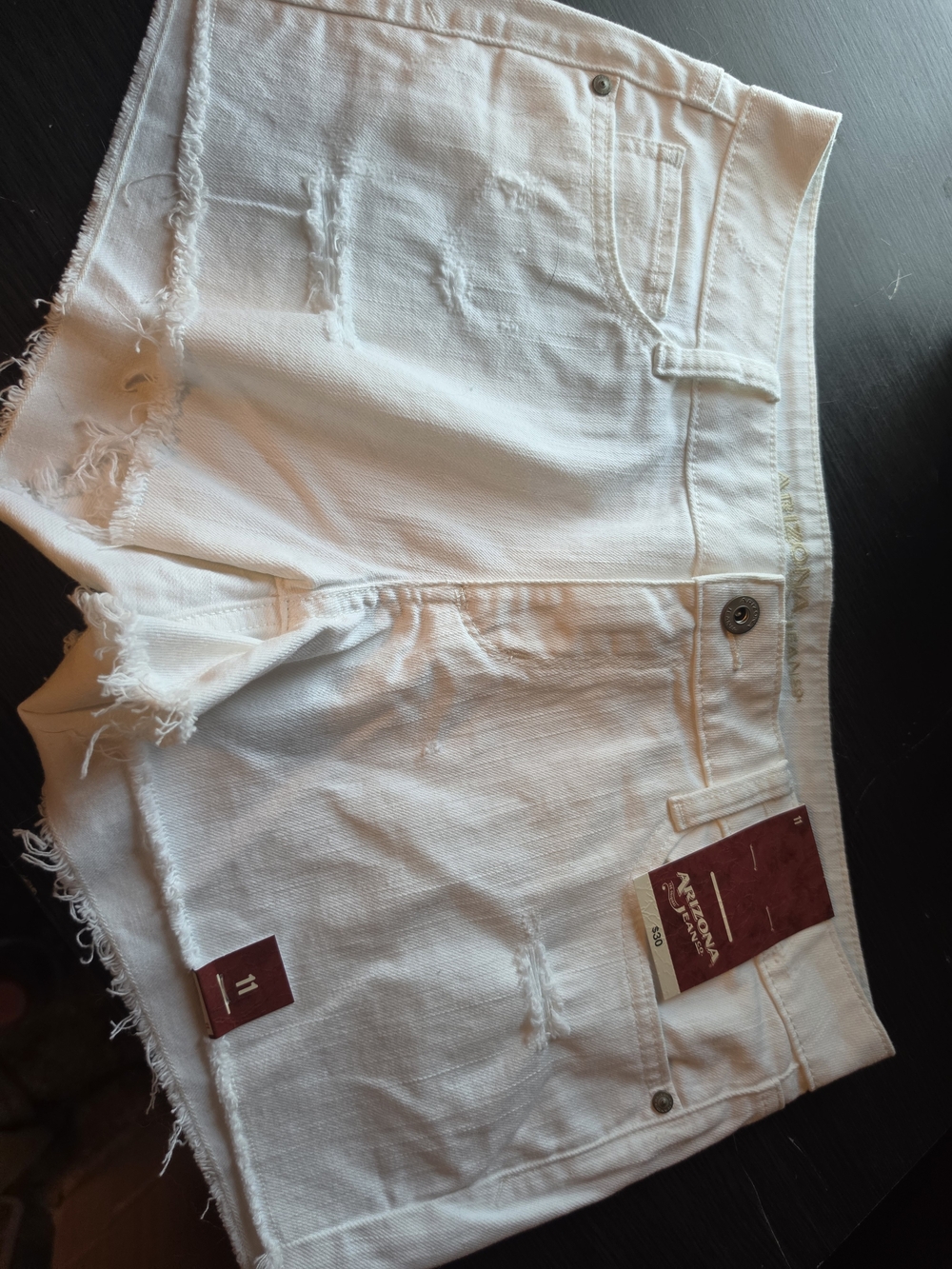 Arizona Jean Company White Distressed Denim Shorts